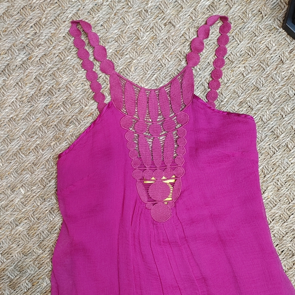 CATHERINE MALANDRINO CREPE SILK DRESS,PURPLE-MAGENTA 2P - Picture 4 of 9